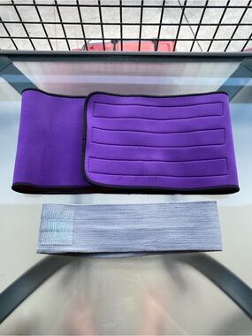TKO Purple Neoprene Waist Trainer Belt with Gray Resistance Band